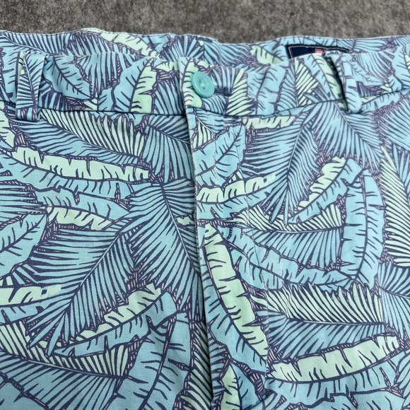 Vineyard Vines Shorts Mens 38 Blue Breaker Short Tropical Leaf Chino Stretch - Picture 4 of 16